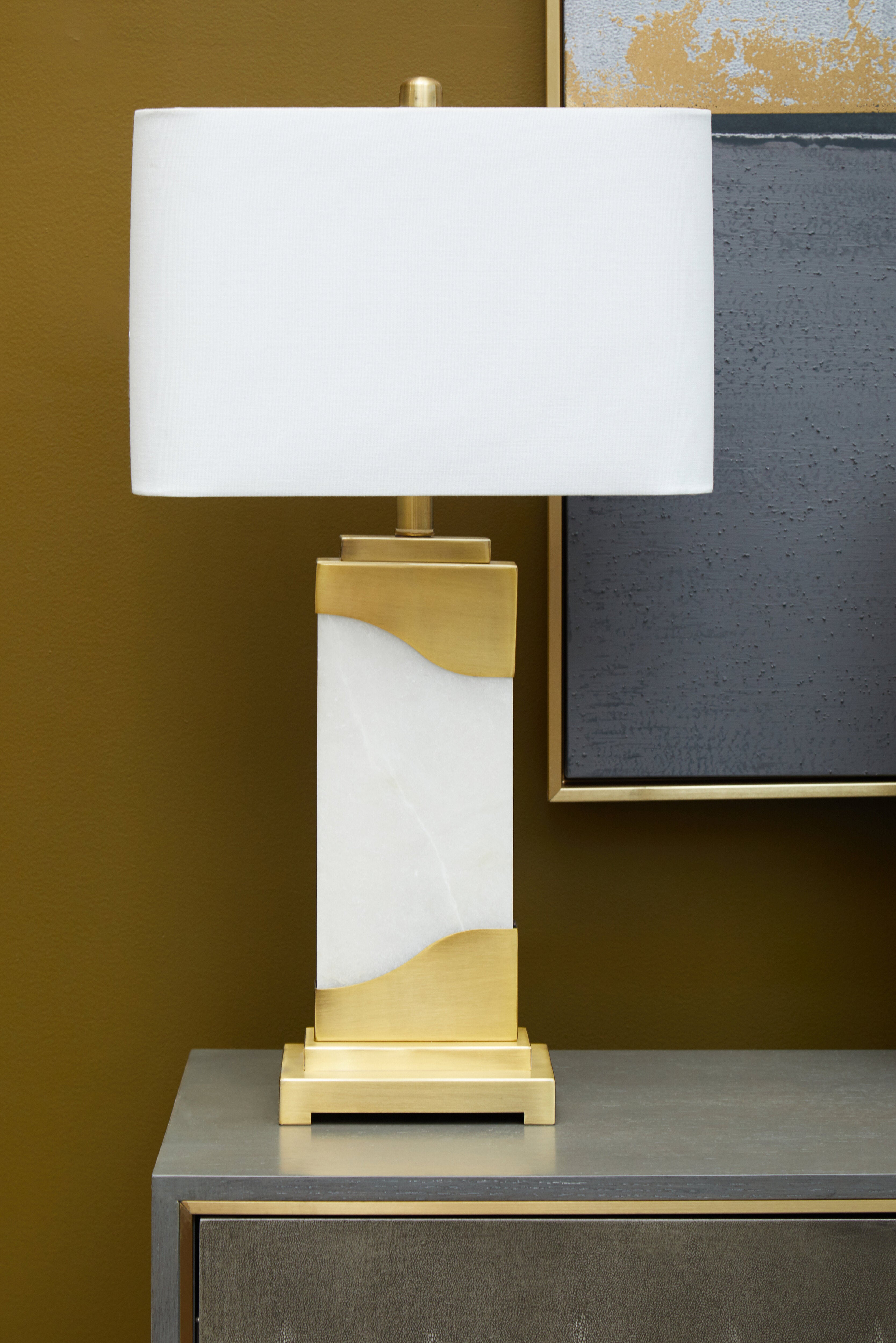Norida White Marble & Gold Table Lamp